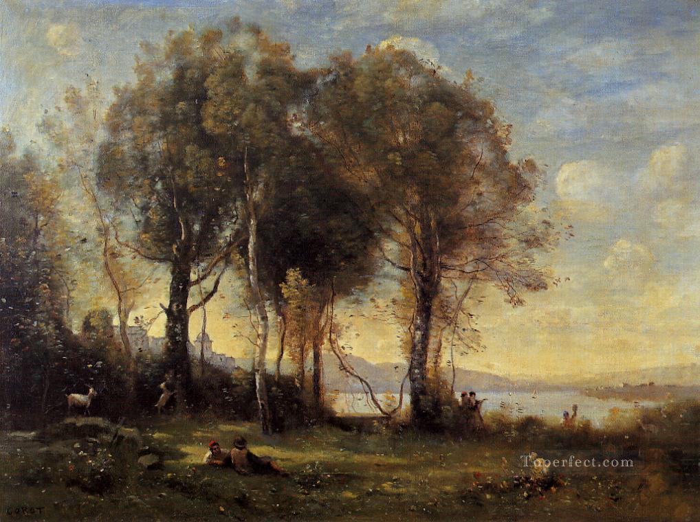 Goatherds on the Borromean Islands plein air Romanticism Jean Baptiste Camille Corot Oil Paintings